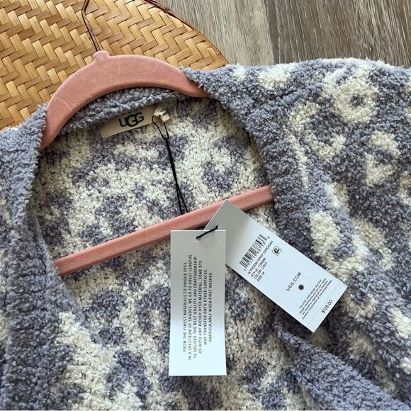 Nwt UGG phoebe wrap cardigan gray‎ leopard print women’s size M - Picture 3 of 9